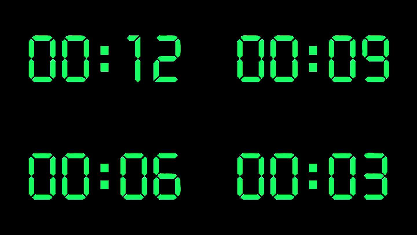 【原创4K】现代液晶绿色15秒钟倒数计时