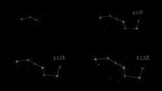 星空，北斗七星连线动画（有字）