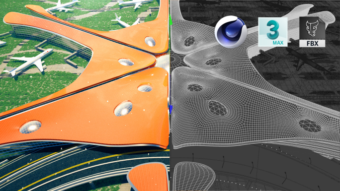 北京大兴国际机场三维C4D模型3DMax