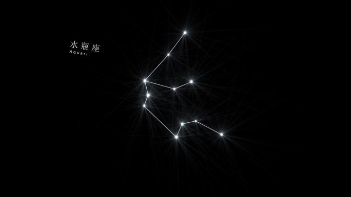 星空，黄道十二宫水瓶座连线动画