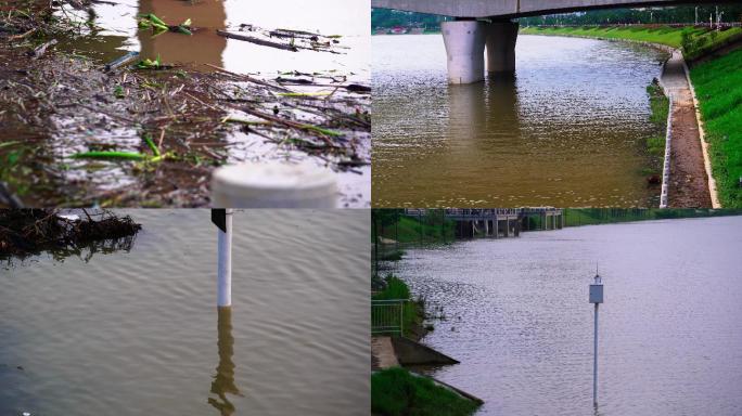 4K洪水淹没的水尺