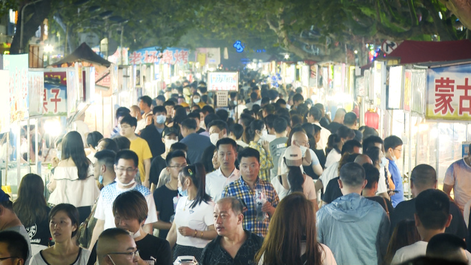 夜市繁华人流海鲜烧烤小吃一条街