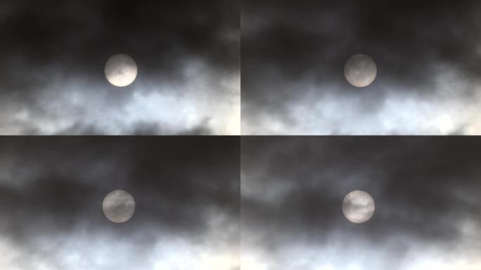4K云层流动乌云遮住月亮
