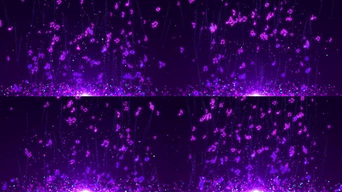 4K梦幻紫色音符背景循环