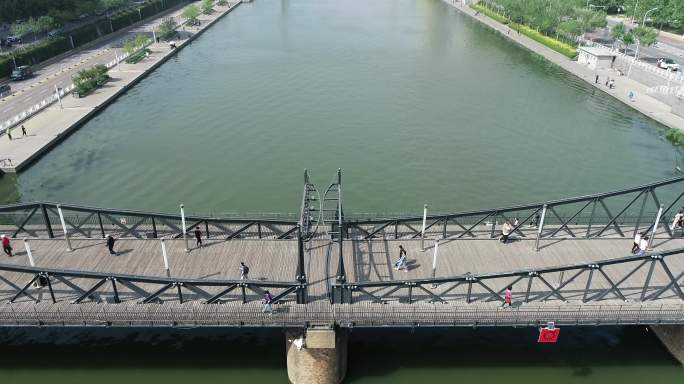 天津海河解放桥百年古桥航拍4k
