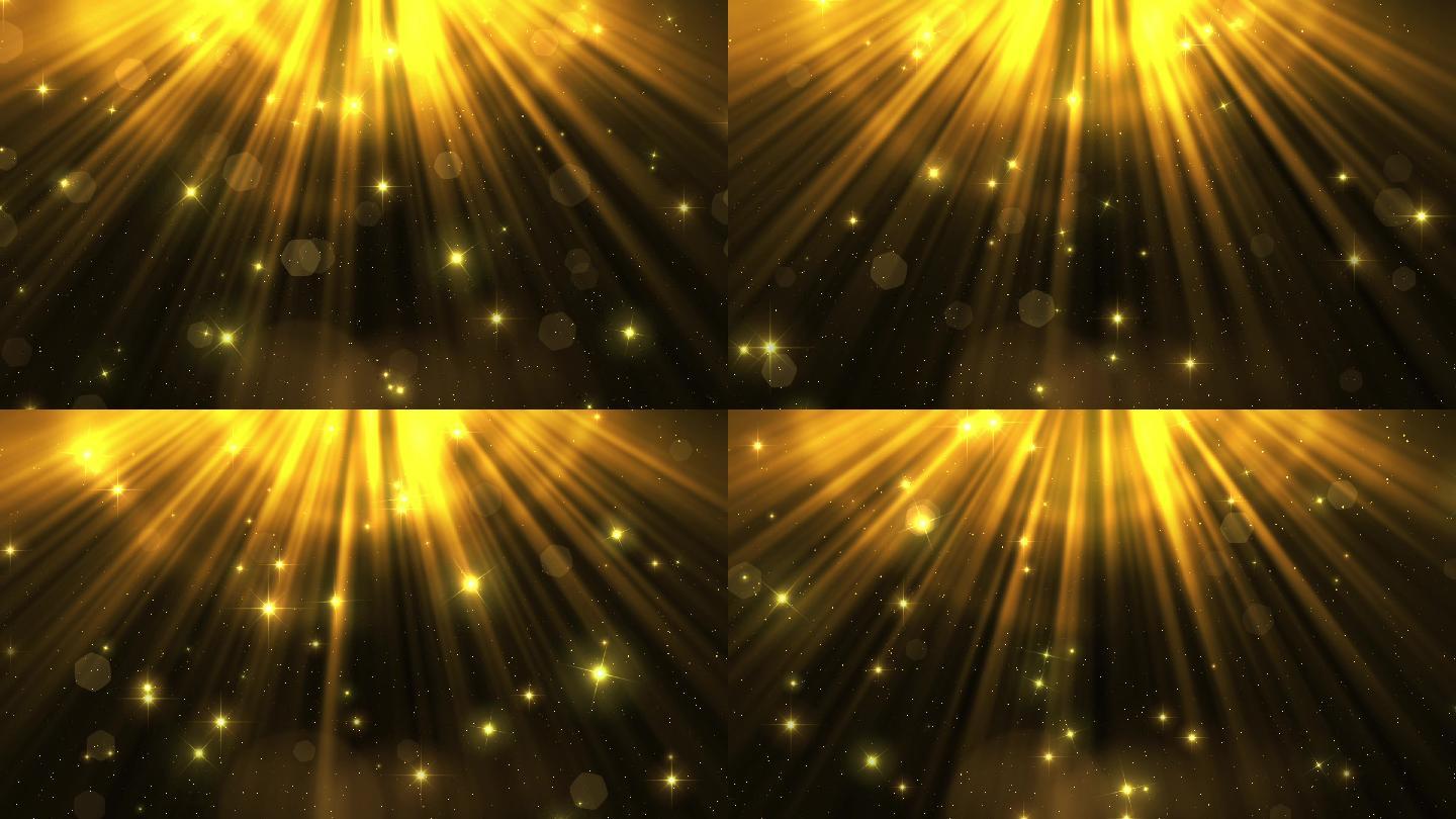 金光光芒金色粒子光束星光熠熠舞台背景