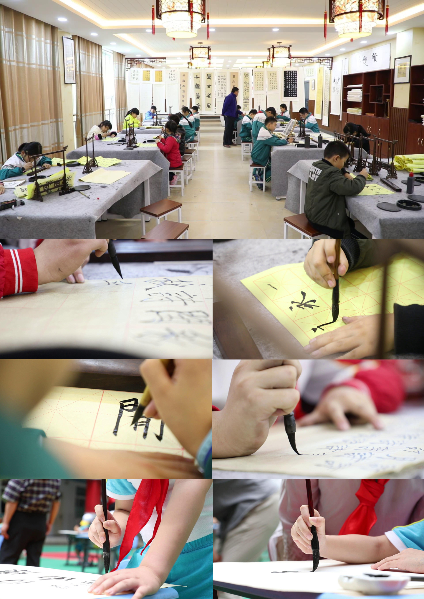 log素材 学生学习书法 中国传统文化 书法课堂 书法教育 国学 传承