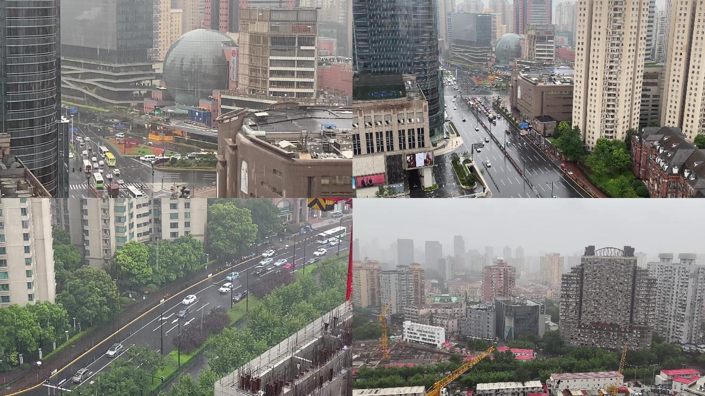 4k原素材-雨中的上海