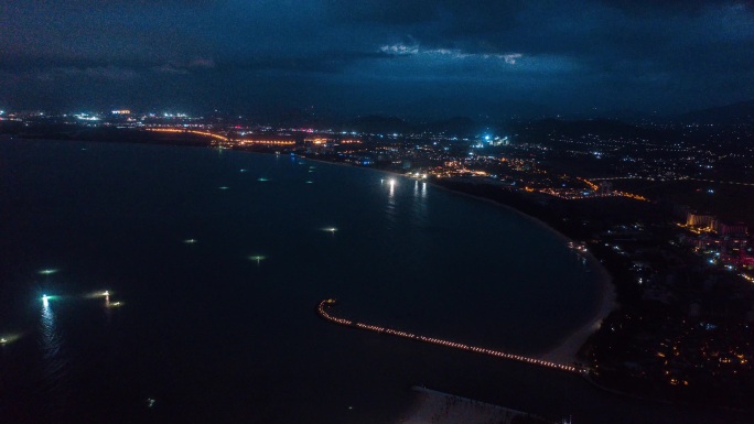 4k海南清水湾夜景长江日落