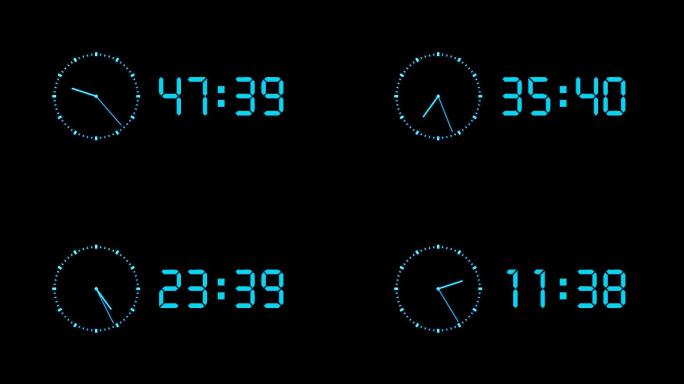 液晶1分钟蓝色科技时钟倒数快速通道视频