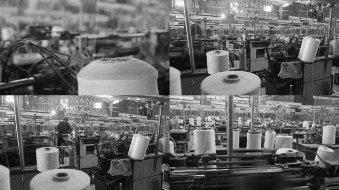 老式纺织厂纺织线厂房机器视频素材