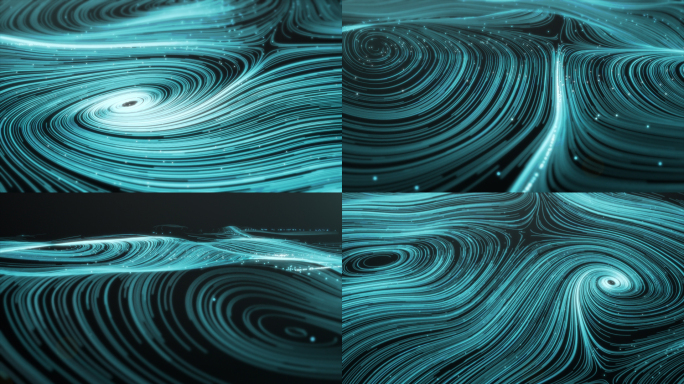 【4K】蓝色螺旋波浪唯美线条
