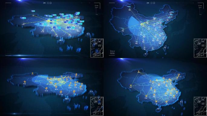 科技感中国地图青海西宁辐射全国覆盖