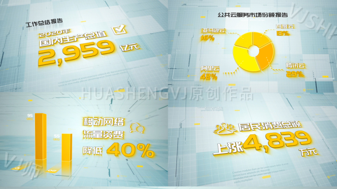 科技简洁数据图表文字展示