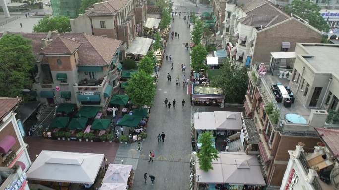 天津意式风情区街道4k’航拍