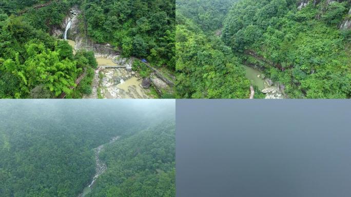 温州泽雅七瀑涧瀑布处上飞至云端