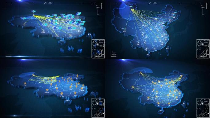 科技感中国地图新疆乌鲁木齐辐射全国覆盖