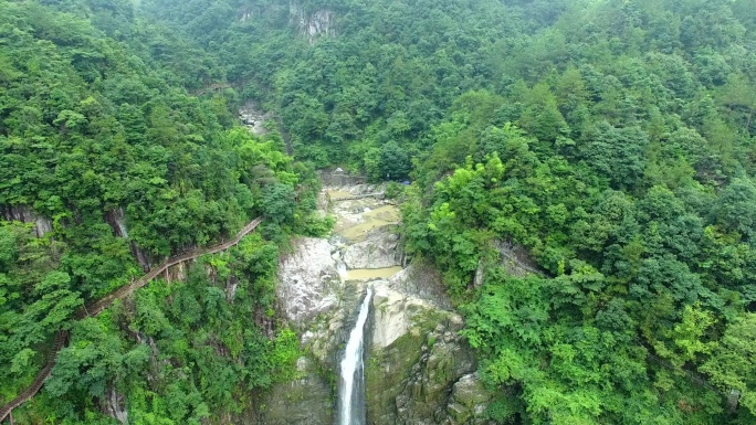 泽雅风景区瀑布环绕航拍