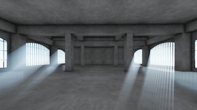 4K抽象建筑空间光影艺术体积光