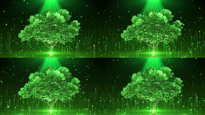 4K梦幻绿色树光影舞台循环