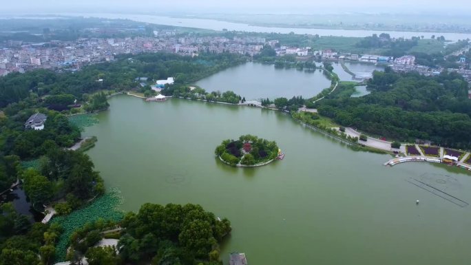 安徽淮南龙湖公园风景区夏季航拍