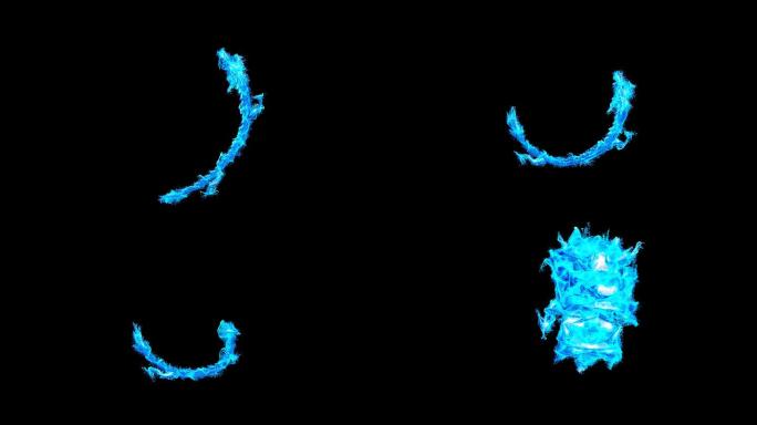 4K中国龙蓝龙火焰粒子通道8-带粒子