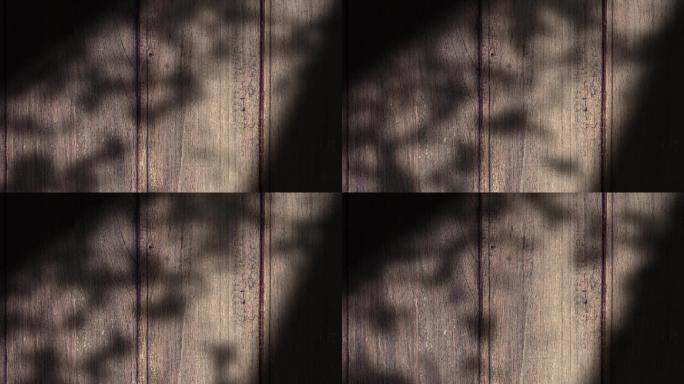 木板墙上晃动的树影