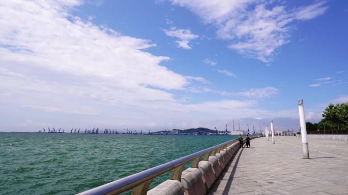 4k大连开发区海边大海码头延时短片摄影