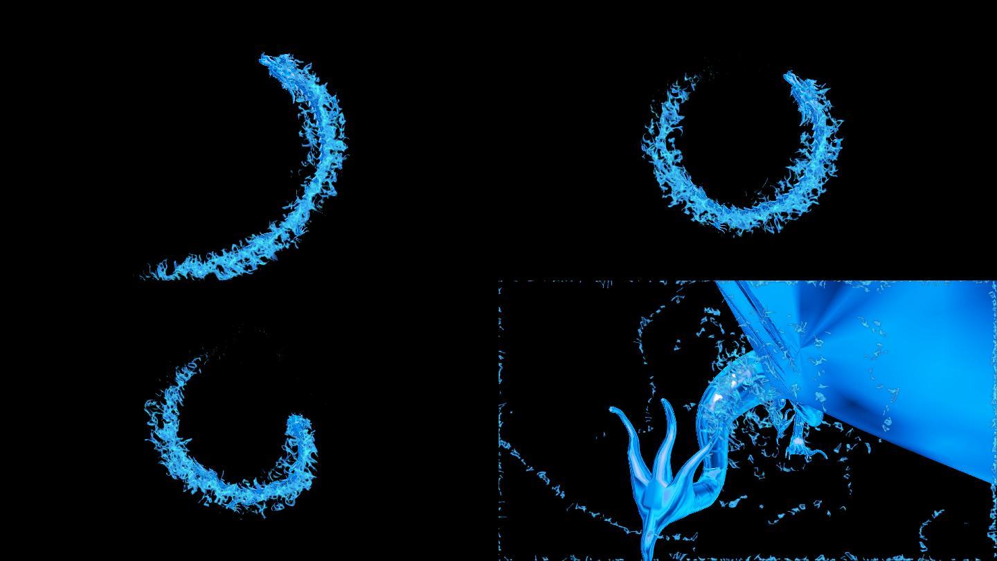 4k藍色水龍中國龍粒子通道視頻8_3840x2160_高清視頻素材下載(編號