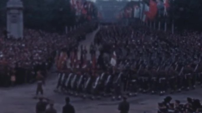 50年代英国伦敦纪念二战胜利游行阅兵式