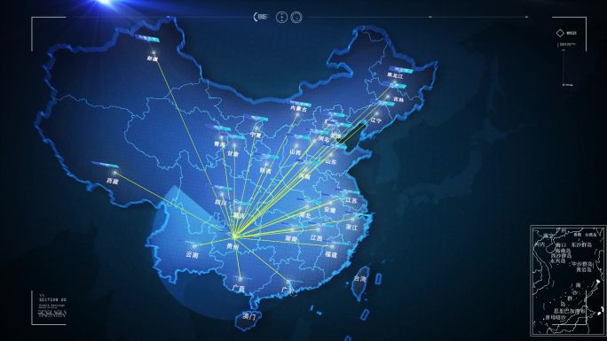 科技感中国地图贵州贵阳辐射全国覆盖