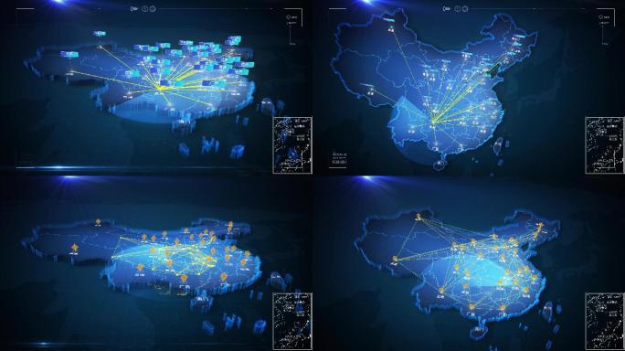 科技感中国地图贵州贵阳辐射全国覆盖