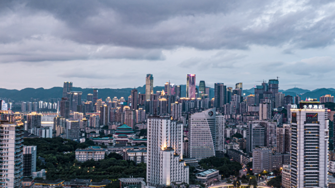 航拍重庆交通大桥城市全景夜景延时