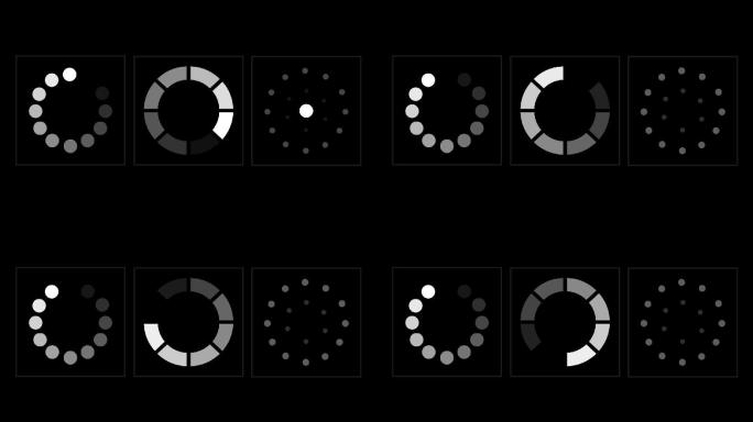 带透明通道3款1080p旋转加载进度条