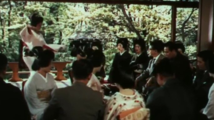 60年代日本歌舞艺伎神乐民族传统舞蹈表演