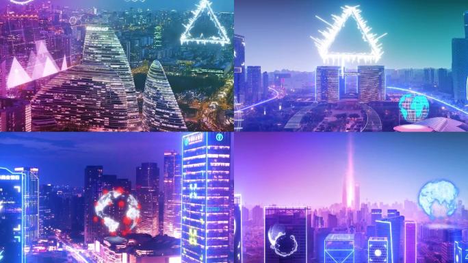 抖音赛博朋克霓虹灯未来城市上海北京杭州