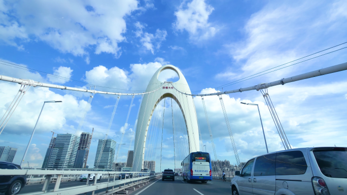 广州猎德大桥，新光大桥，城市高速公路4k