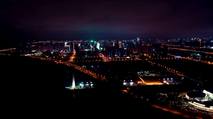 合肥环巢湖夜景航拍