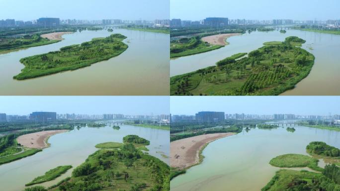 4K咸阳湖二期渭河湿地公园航拍视频素材