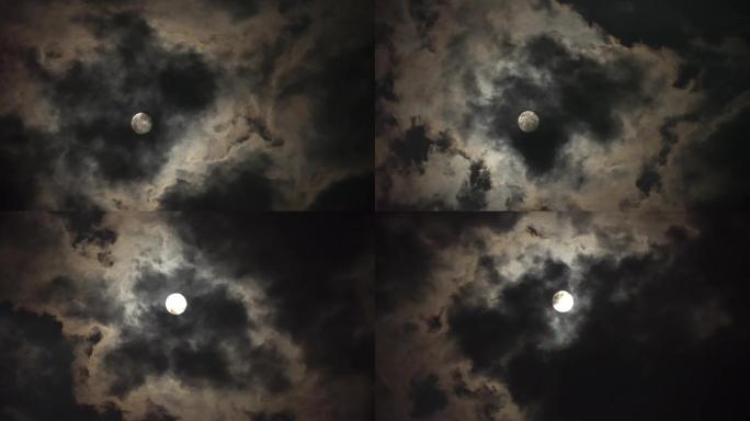 夜晚的月亮乌云蔽日月黑风高超级月亮