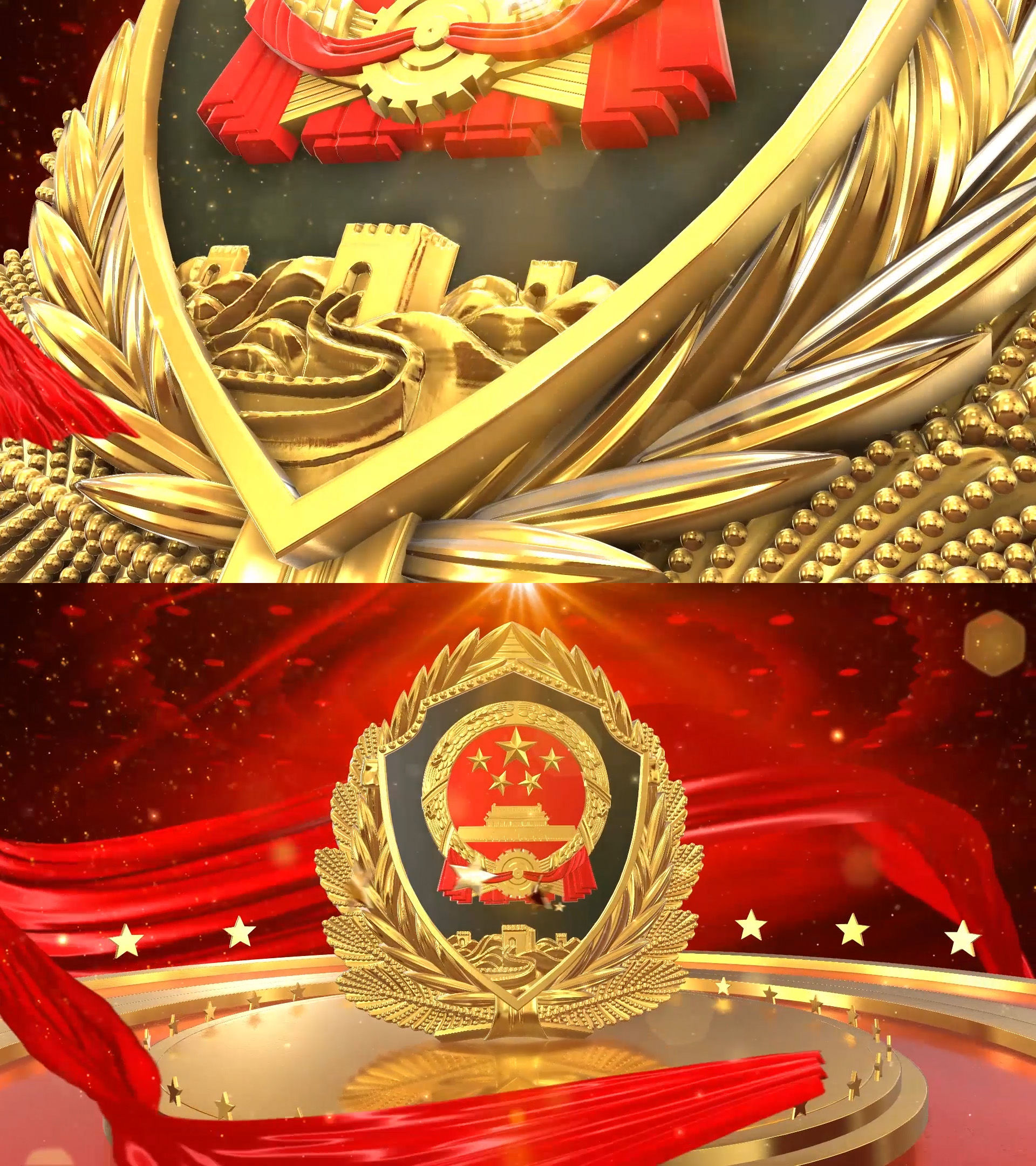 红色武警片头会声会影