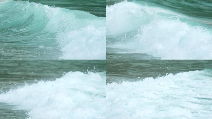 4K大海浪花海浪翻涌的特写镜头
