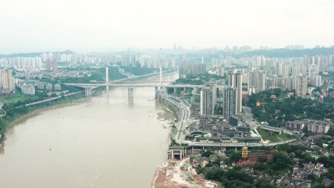 4K重庆城市江景桥梁沙坪坝区航拍素材