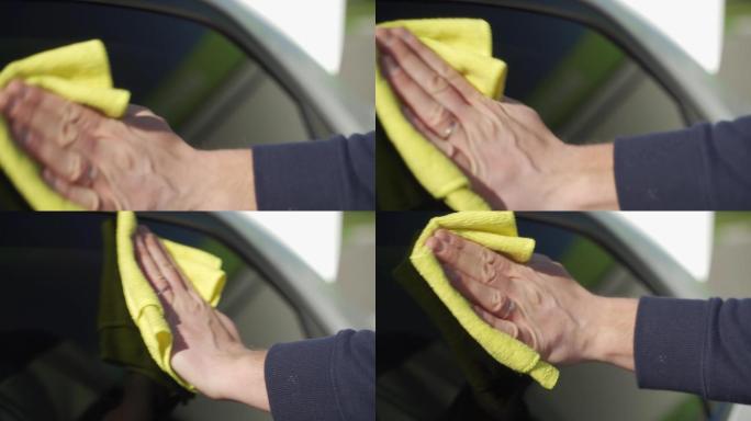 擦拭汽车车窗玻璃洗车精细洗车洗车场洗车场