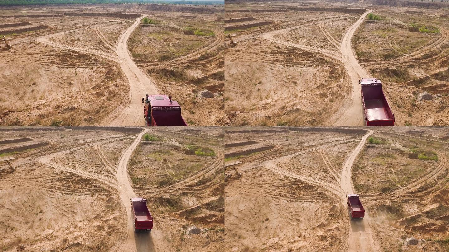 4K荒漠道路卡车行驶颠簸黄沙
