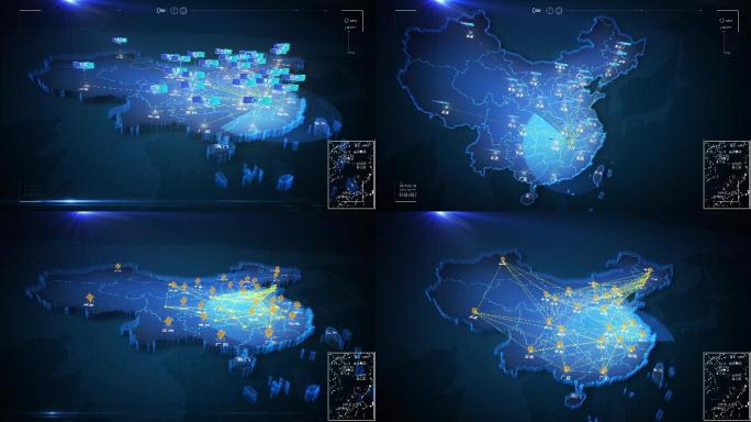 科技感中国地图江西南昌辐射全国覆盖