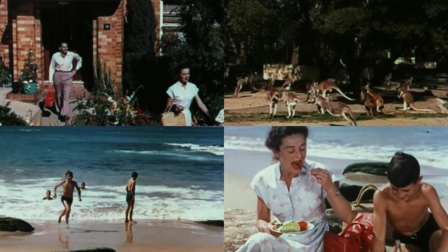 60年代澳大利亚悉尼海滩考拉度假城市街道