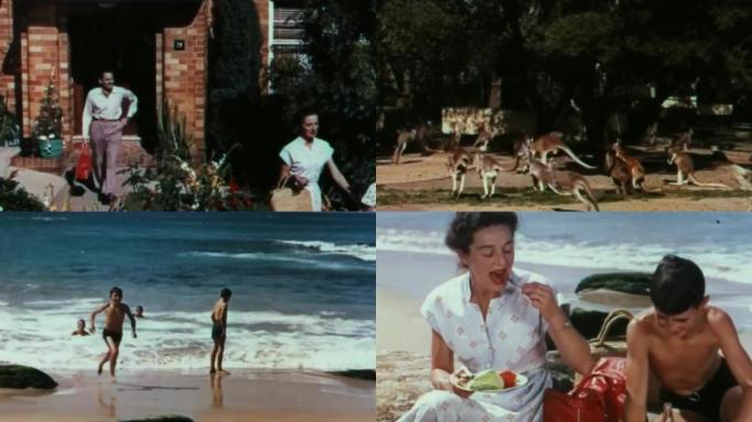 60年代澳大利亚悉尼海滩考拉度假城市街道