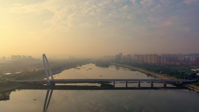 4K西安灞桥、灞河航拍美景