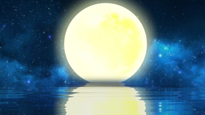 唯美星空海面月亮背景